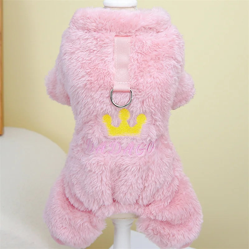 Winter Warm Fleece Pet Dog Jumpsuit – Cozy Style for Small & Medium Pets