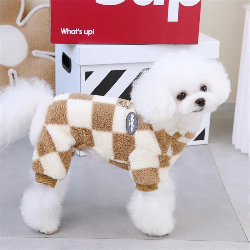 Winter Warm Fleece Pet Dog Jumpsuit – Cozy Style for Small & Medium Pets