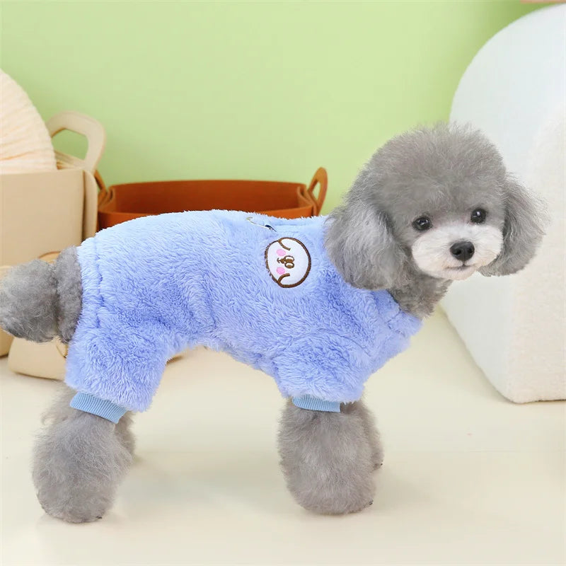 Winter Warm Fleece Pet Dog Jumpsuit – Cozy Style for Small & Medium Pets