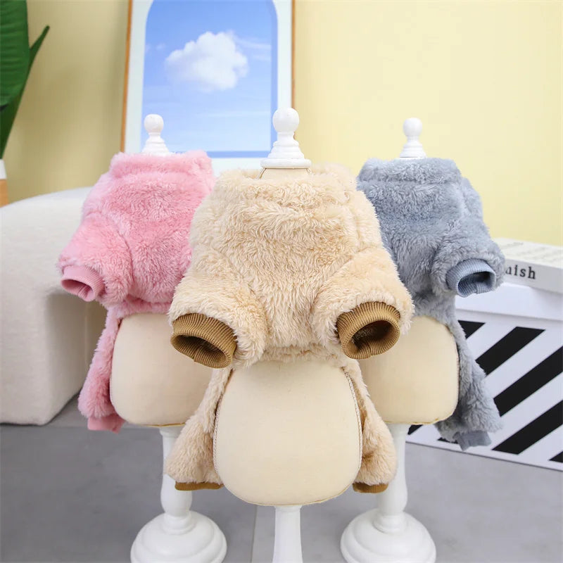 Winter Warm Fleece Pet Dog Jumpsuit – Cozy Style for Small & Medium Pets