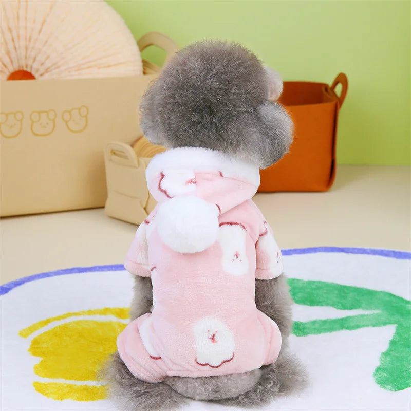 Winter Warm Fleece Pet Dog Jumpsuit – Cozy Style for Small & Medium Pets