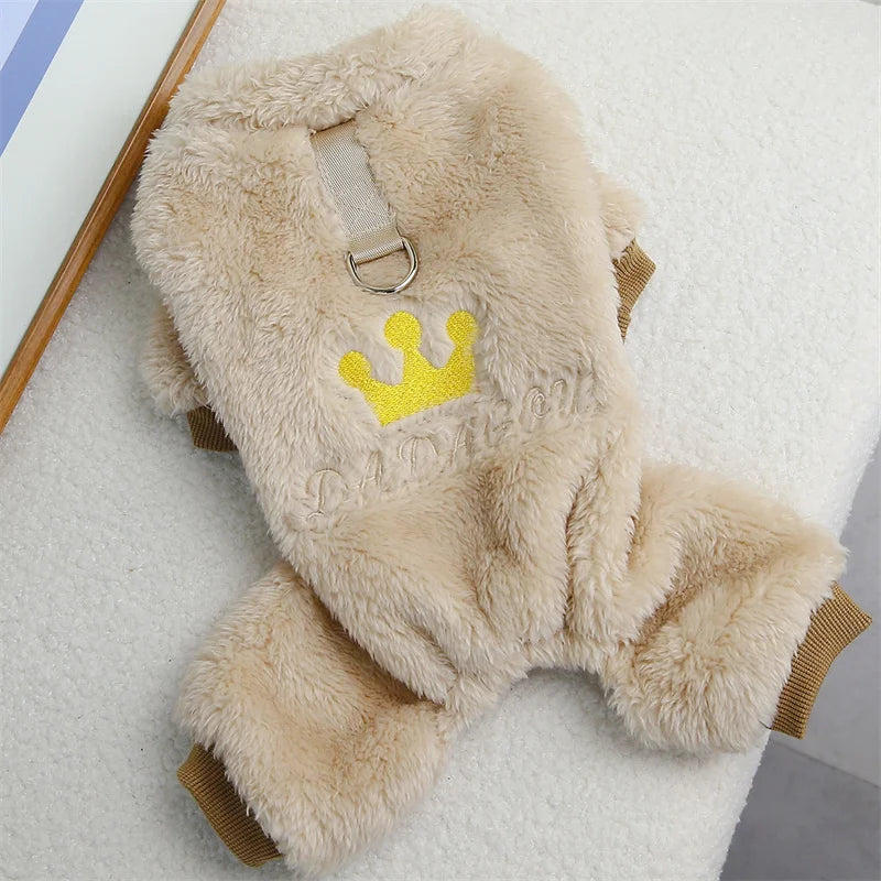 Winter Warm Fleece Pet Dog Jumpsuit – Cozy Style for Small & Medium Pets