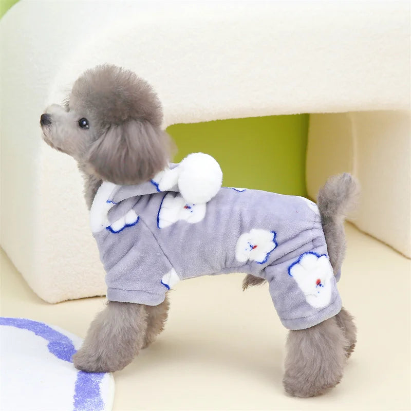 Winter Warm Fleece Pet Dog Jumpsuit – Cozy Style for Small & Medium Pets