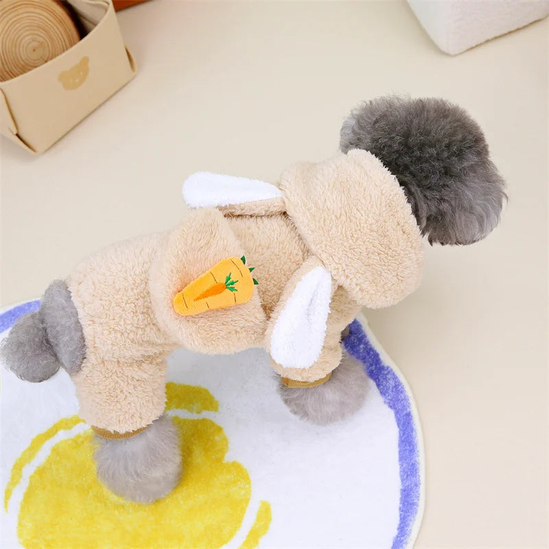 Winter Warm Fleece Pet Dog Jumpsuit – Cozy Style for Small & Medium Pets