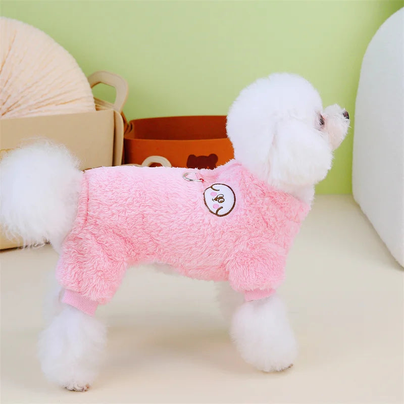 Winter Warm Fleece Pet Dog Jumpsuit – Cozy Style for Small & Medium Pets