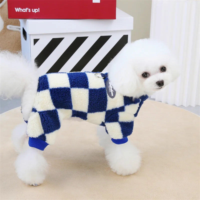Winter Warm Fleece Pet Dog Jumpsuit – Cozy Style for Small & Medium Pets