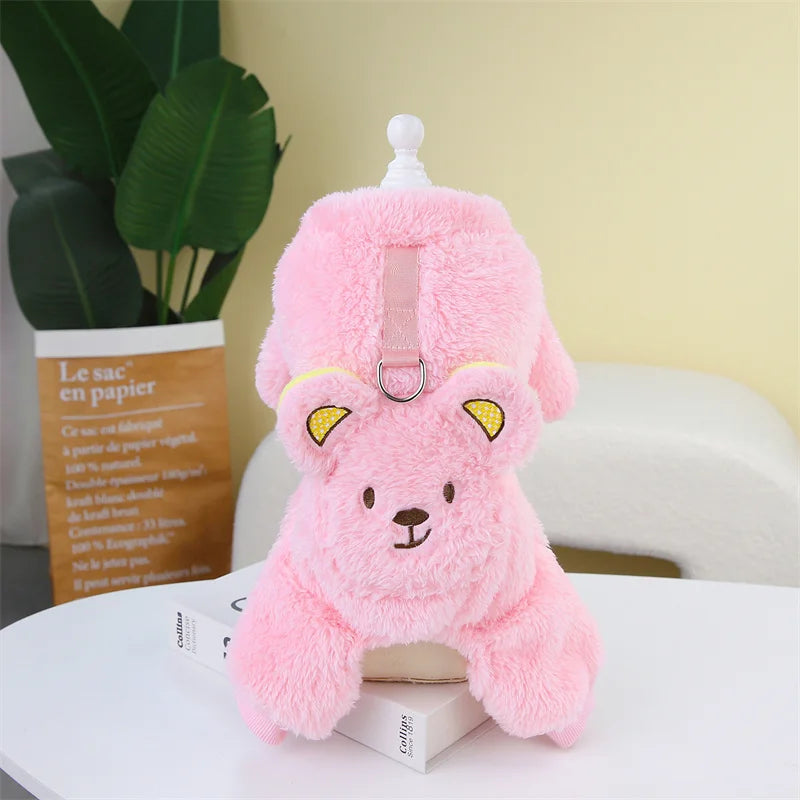 Winter Warm Fleece Pet Dog Jumpsuit – Cozy Style for Small & Medium Pets