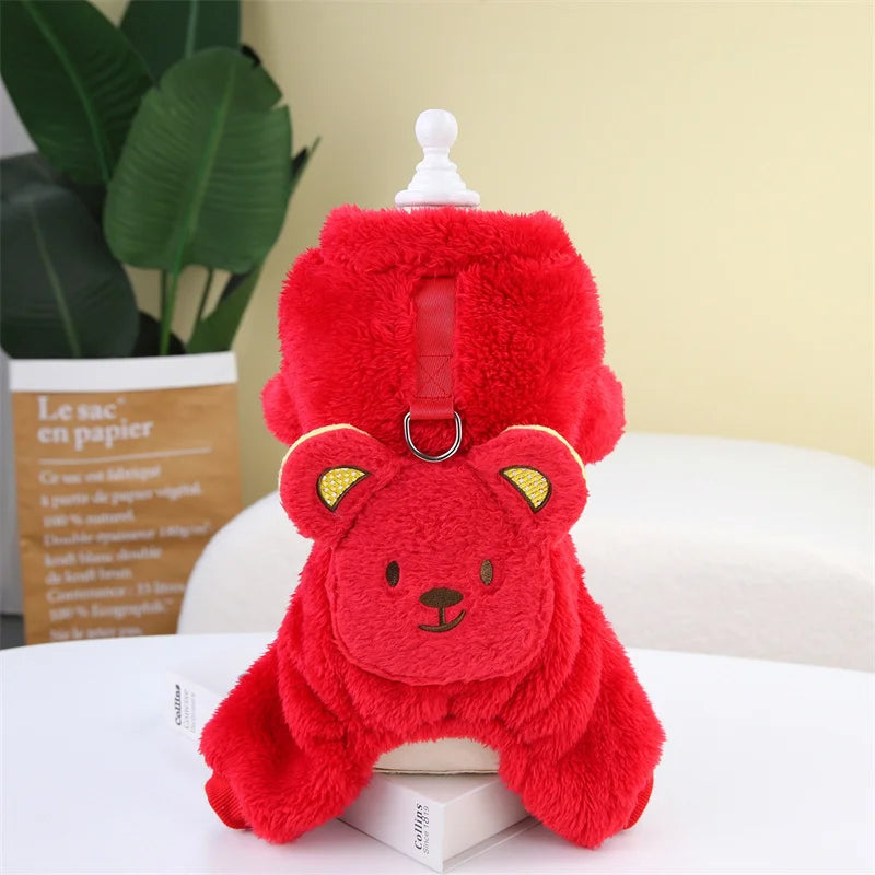 Winter Warm Fleece Pet Dog Jumpsuit – Cozy Style for Small & Medium Pets
