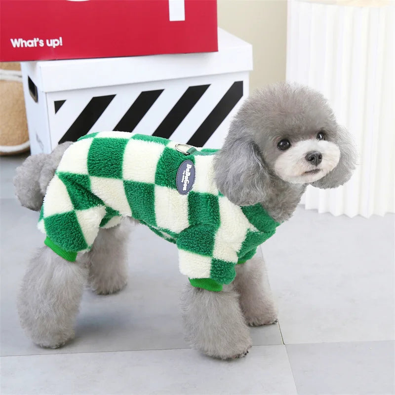 Winter Warm Fleece Pet Dog Jumpsuit – Cozy Style for Small & Medium Pets