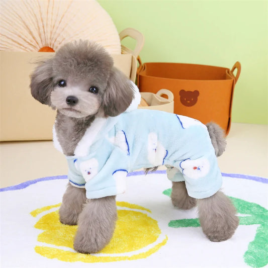 Winter Warm Fleece Pet Dog Jumpsuit – Cozy Style for Small & Medium Pets
